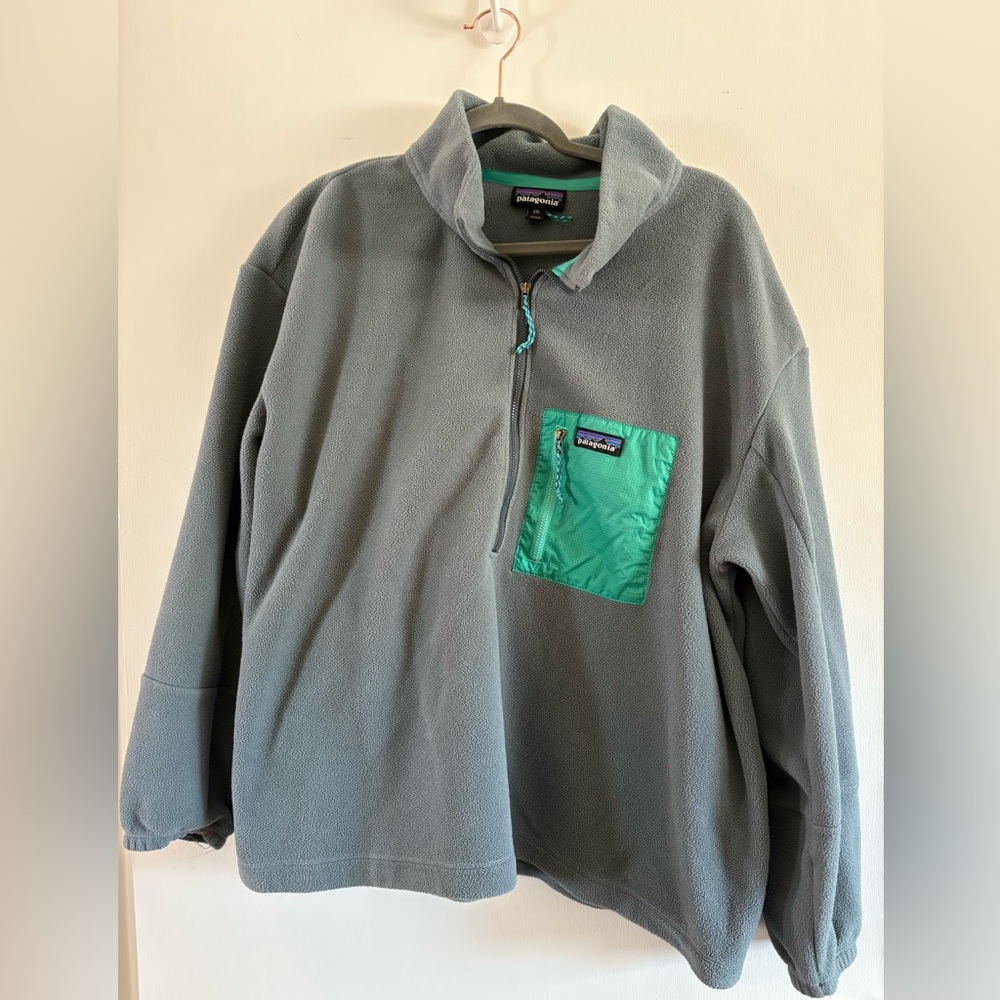 Patagonia Blue Fleece with Teal Pocket